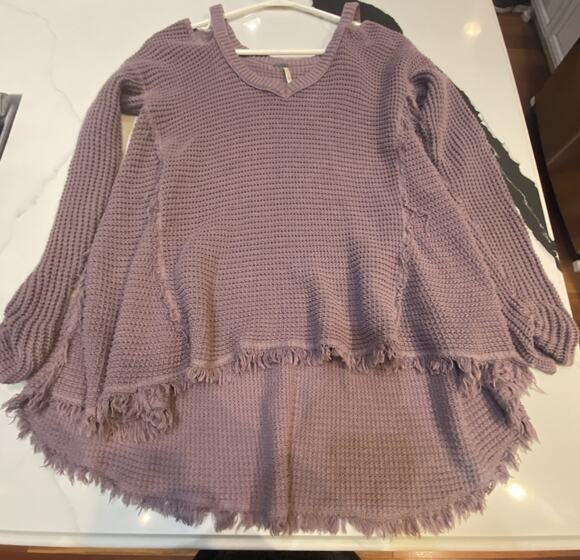 Free People Sweaters - Free People Purple V-Neck Sweater Oversized Size XS